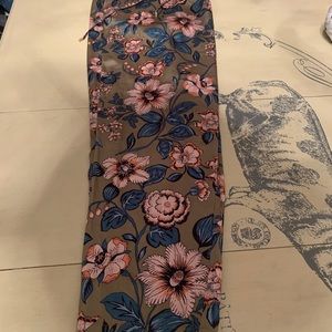 Lauren Ralph Lauren silky comfy drawstring pants in regal olive w pink and blue